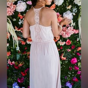 Mossimo Pink Halter Embroidered Neckline Elasticized waist Dress